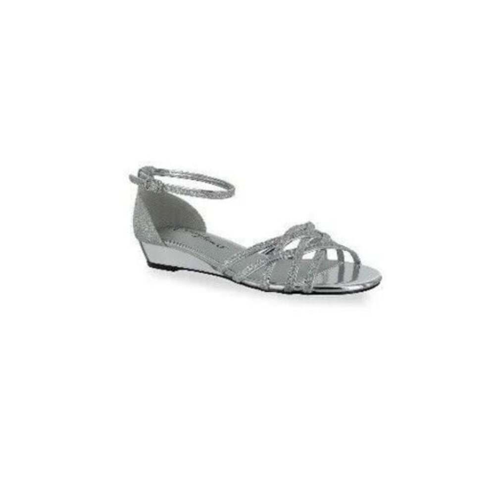 Dance Class Womens Silver Glitter Wedge Sandals Size 8.5 New with Box